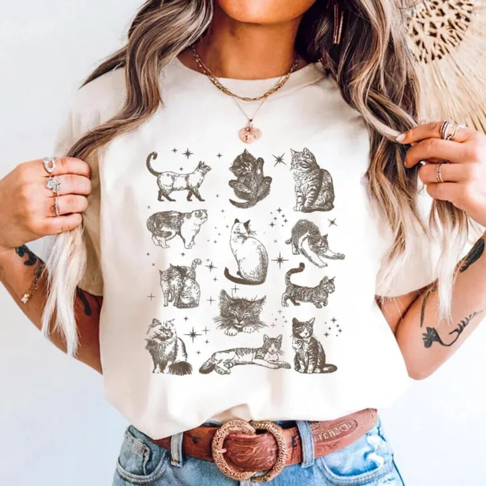 Cats Gaphic Shirt, Retro Cat tee, Cat Lover Shirt